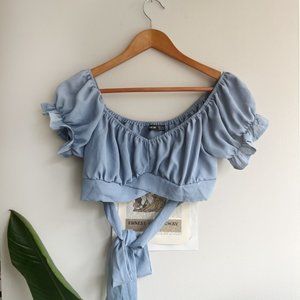 Light Blue Tie Crop Top